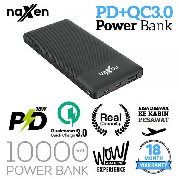 Power Bank Naxen 10.000 mAh ZEN QC 3.0 Power Delivery Black